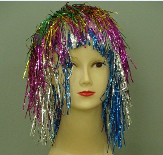 Colorful and multi-colored rain thread wig head cover pic 1