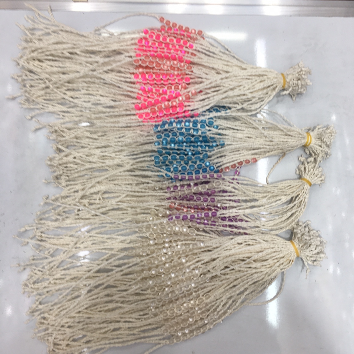 White cotton wool cat's eye ankle chain
