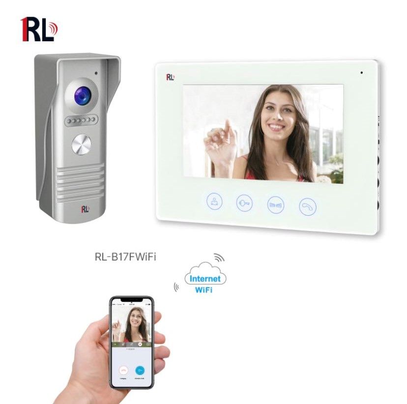 柔乐 WIFI可视门铃 7寸彩色屏手机连接通话可开锁RL-B17FWIFI
