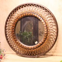 Vintage wood bamboo hanging mirror wall decoration process