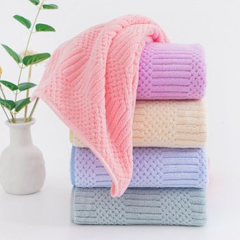 Wholesale high density coral plush lucky check towel household articles for daily use pure color towel thick absorbent thumbnail