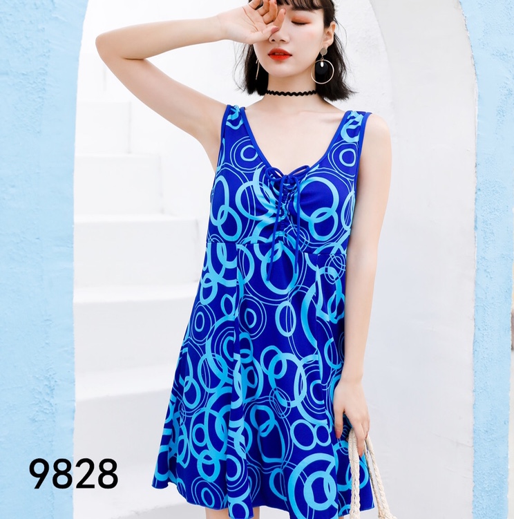 Swimsuit 9828 blue plus fat plus one-piece circle slightly fat