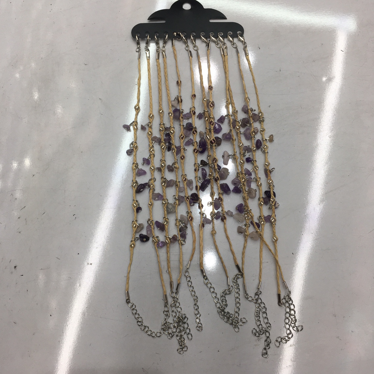 Clover purple stone anklets