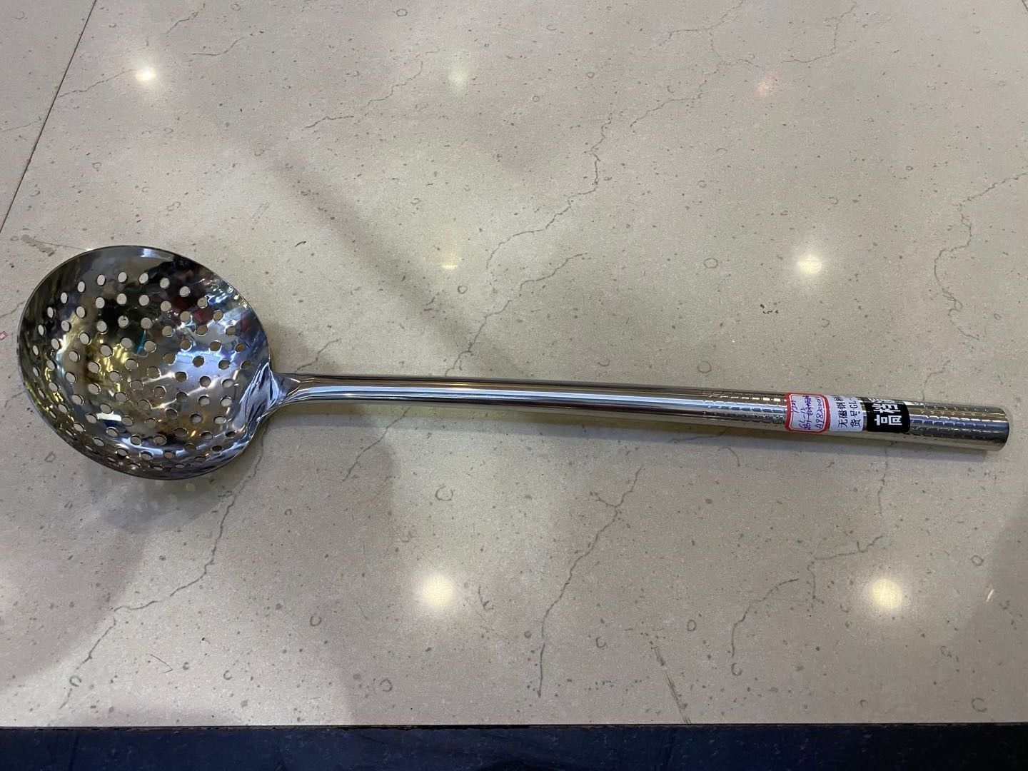 Stainless steel handle strainer, kitchenware, large soup spoon, hot pot spoon, porridge spoon, spatula, long handle detail image 1