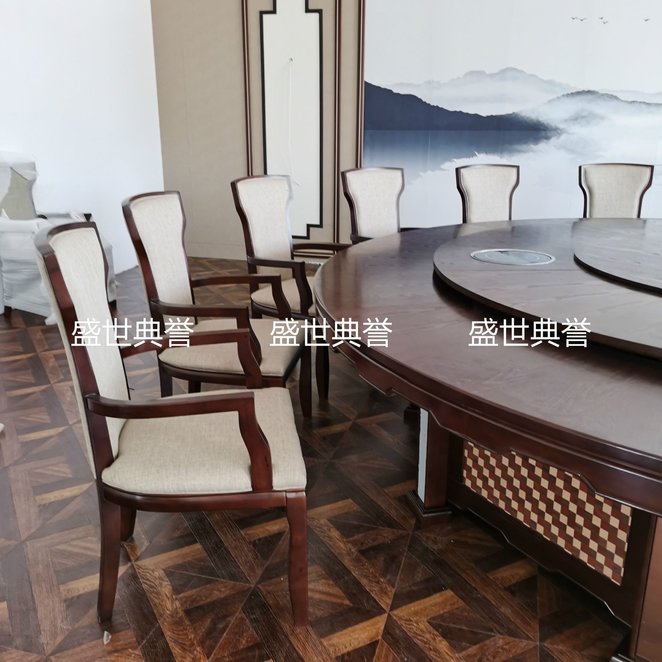 上海国际酒店实木家具定做 度假酒店包厢新中式实木餐椅 扶手椅子详情图2