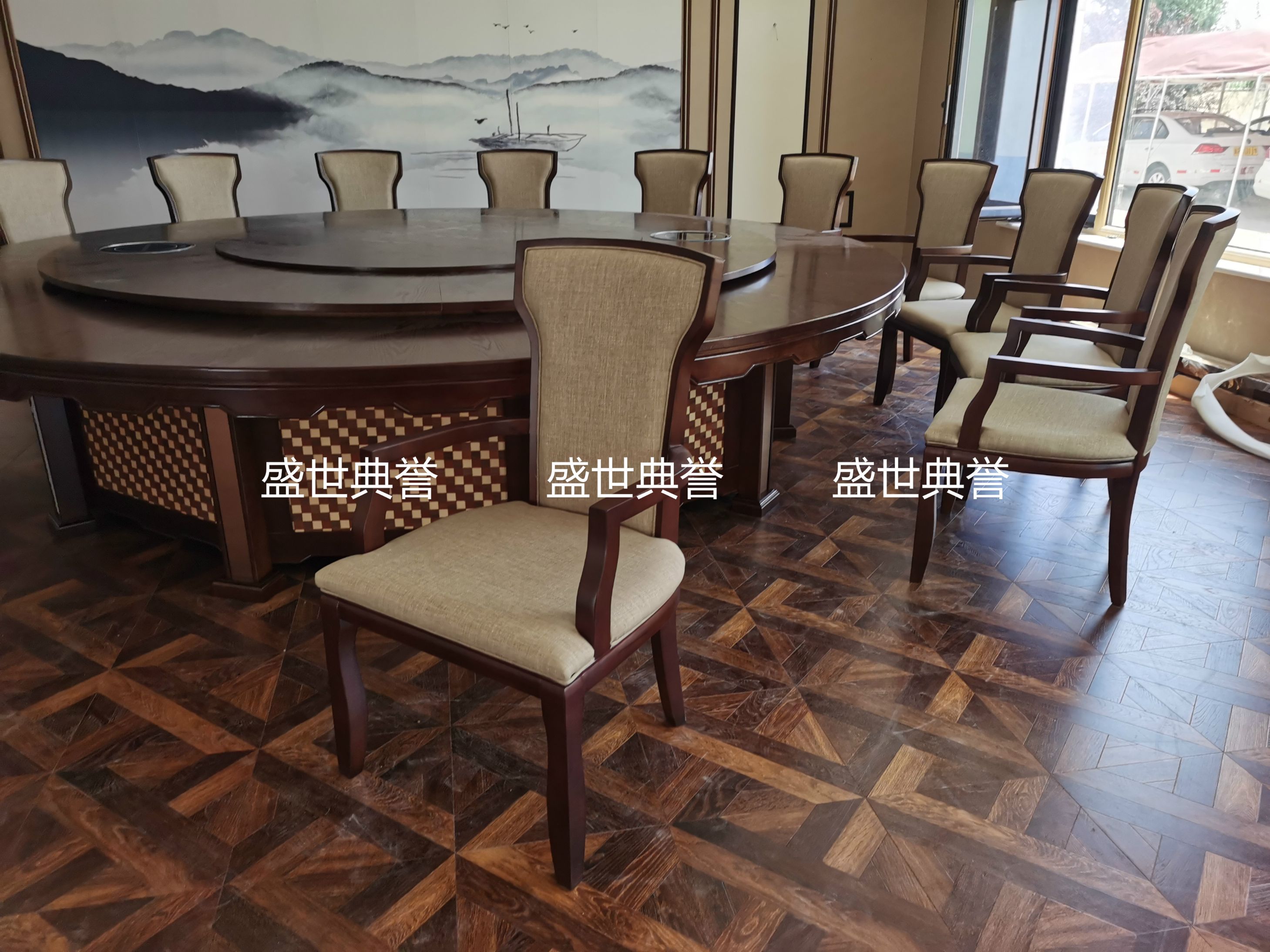 上海国际酒店实木家具定做 度假酒店包厢新中式实木餐椅 扶手椅子详情图1