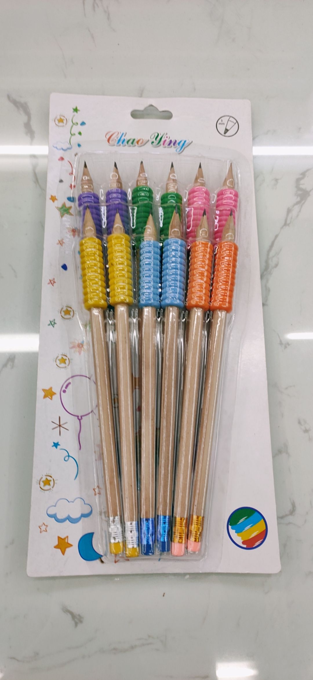 12 round wood-colored pencil clips