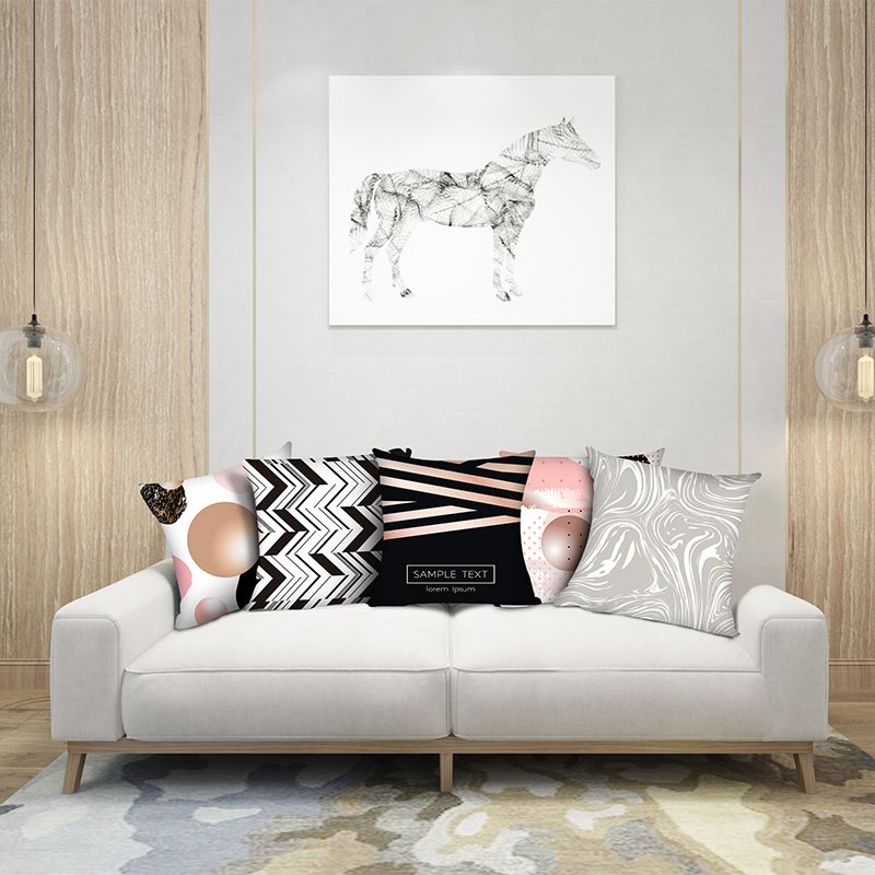 现代时尚图案抱枕套靠垫床上头靠家用办公室含芯印花方形客厅沙发