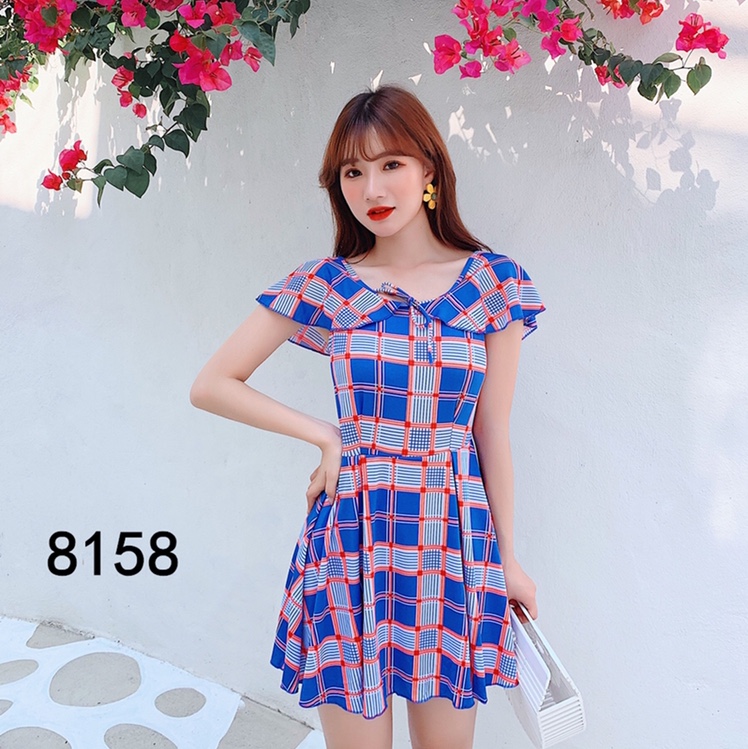 Swimsuit 8158 Blue Short Sleeve Sport Sun protection flanges