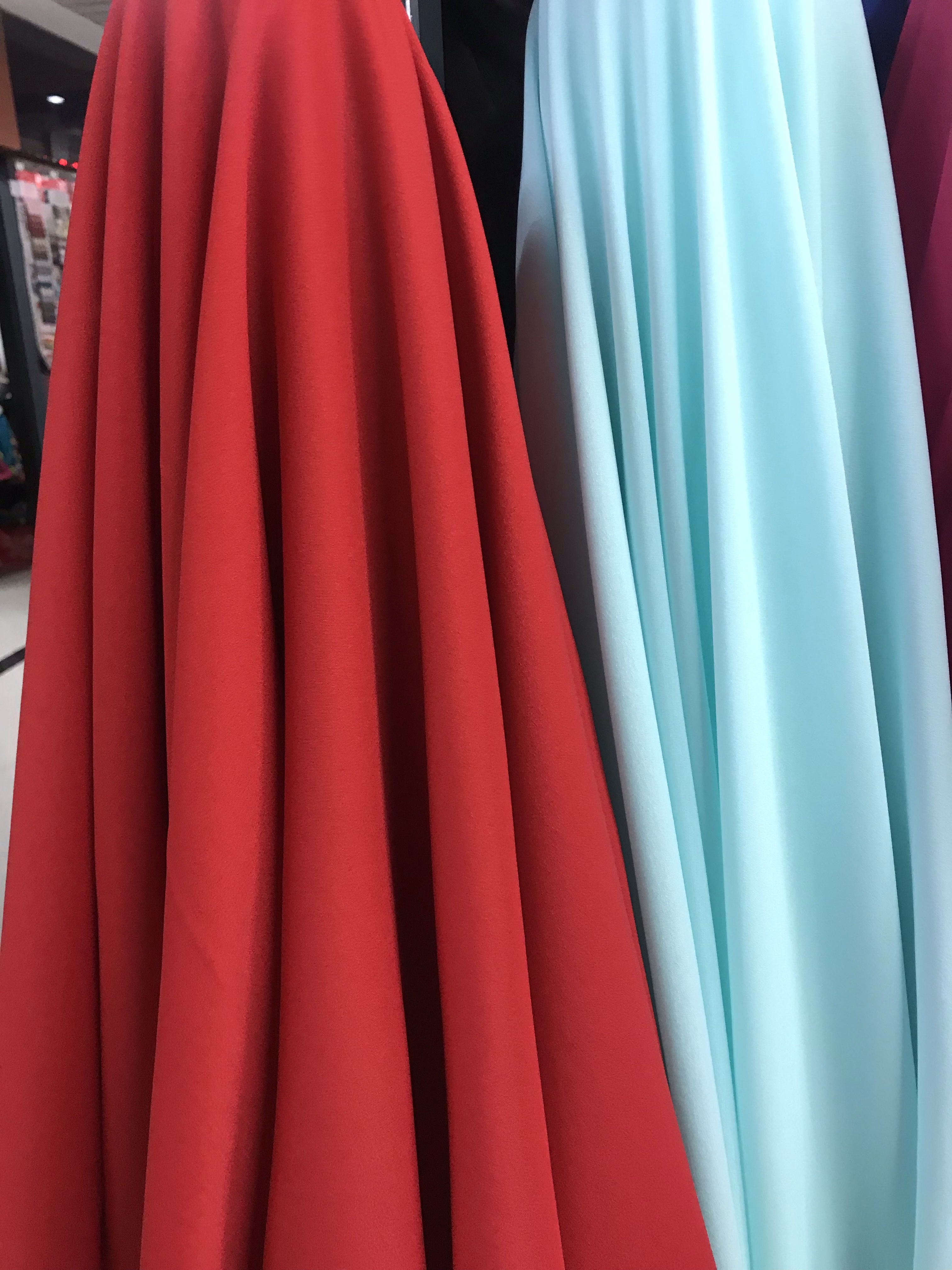 Carmine red and bright red nano crepe four-sided elastic Hanfu accessory handicraft fabric Application Scenario