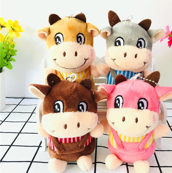 毛绒玩具牛挂件钥匙扣钥匙挂件创意柴犬钥匙扣挂件车挂件公仔
