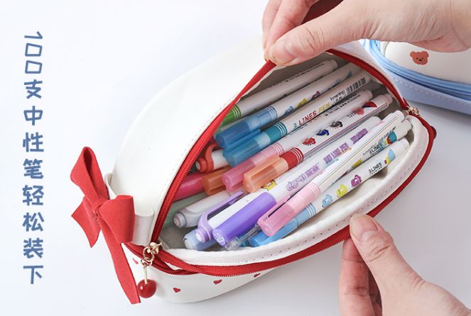 少女心可爱笔袋日系潮ins风 简约大容量小学生高颜值文具铅笔盒