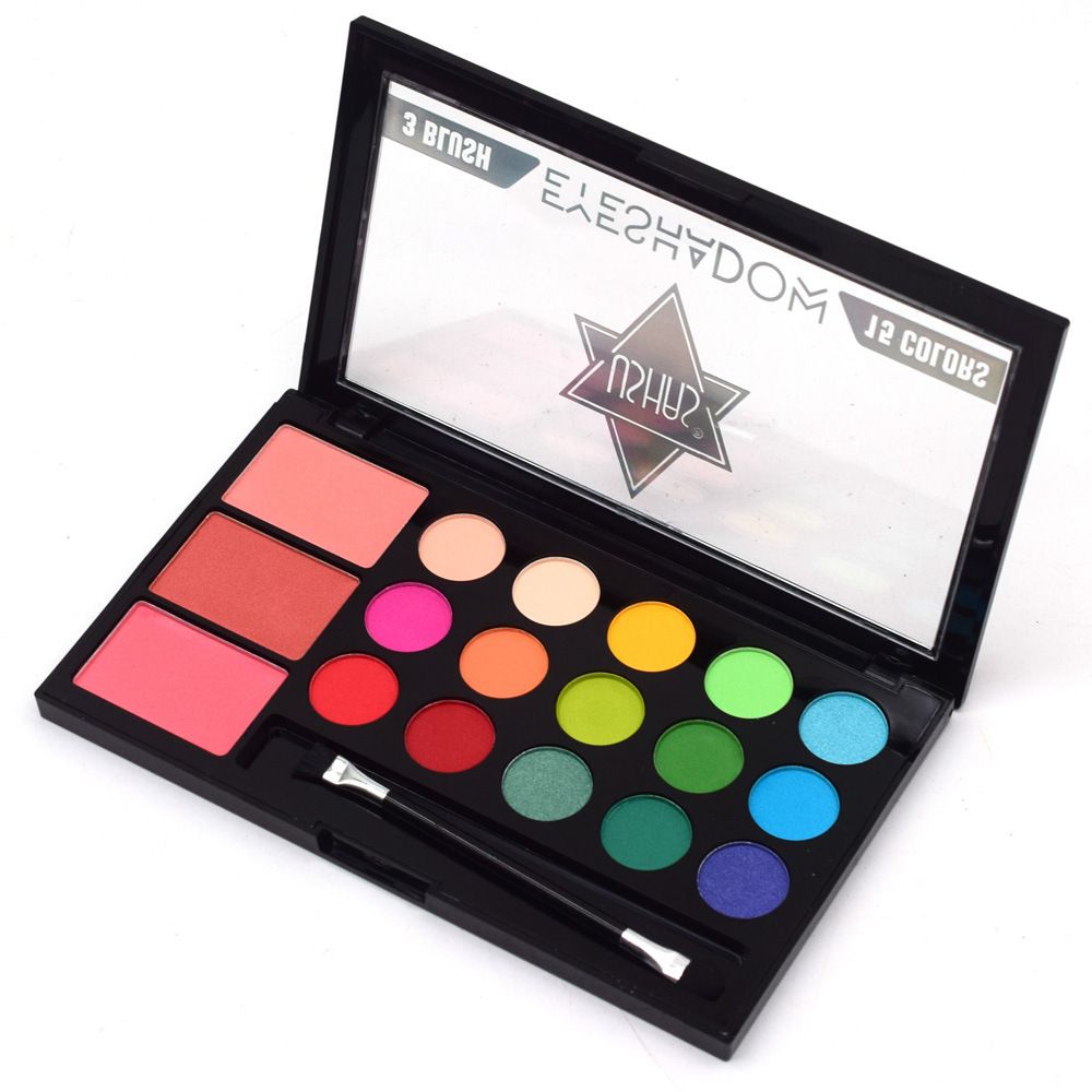 ES3423-4 Pearlescent matte eyeshadow with 3-color blush and coffee color stage makeup set pic 2