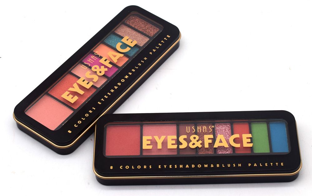 【USHAS】ES2901-4 Colored pearlescent matte Pen Case Eyeshadow with Cheek Blue, Green and Orange New style. pic 5