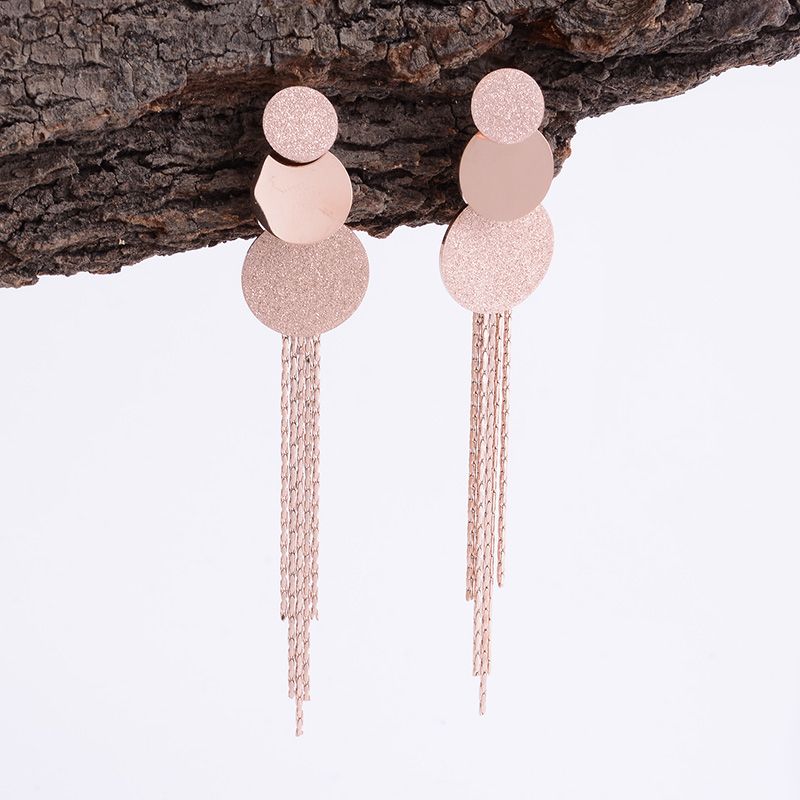 Long titanium steel earrings 4, with random hair, Item Picture