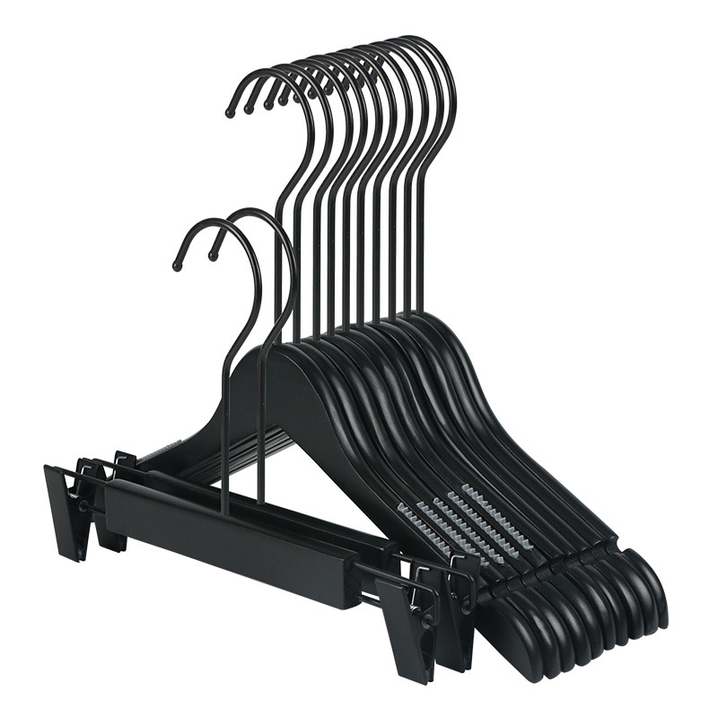 木衣架批發服装店logo定制木头衣挂成人裤架实木衣服撑子黑色衣架产品图