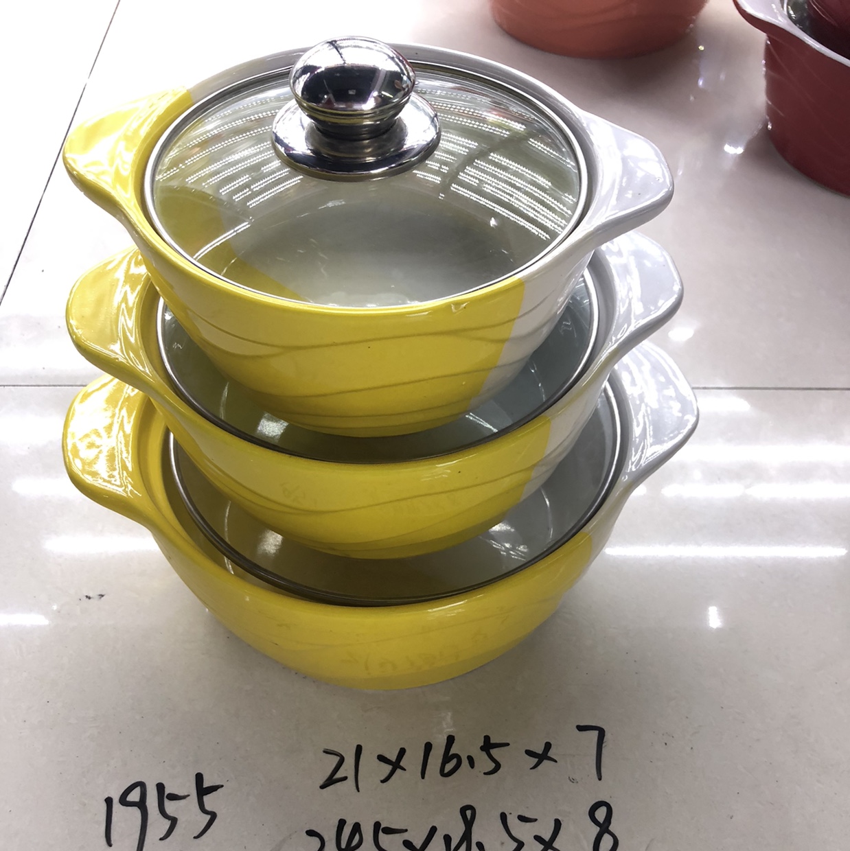 Set of three ceramic soup POTS, 6 sets, minimum order of 10 pieces, new style wholesale 2022