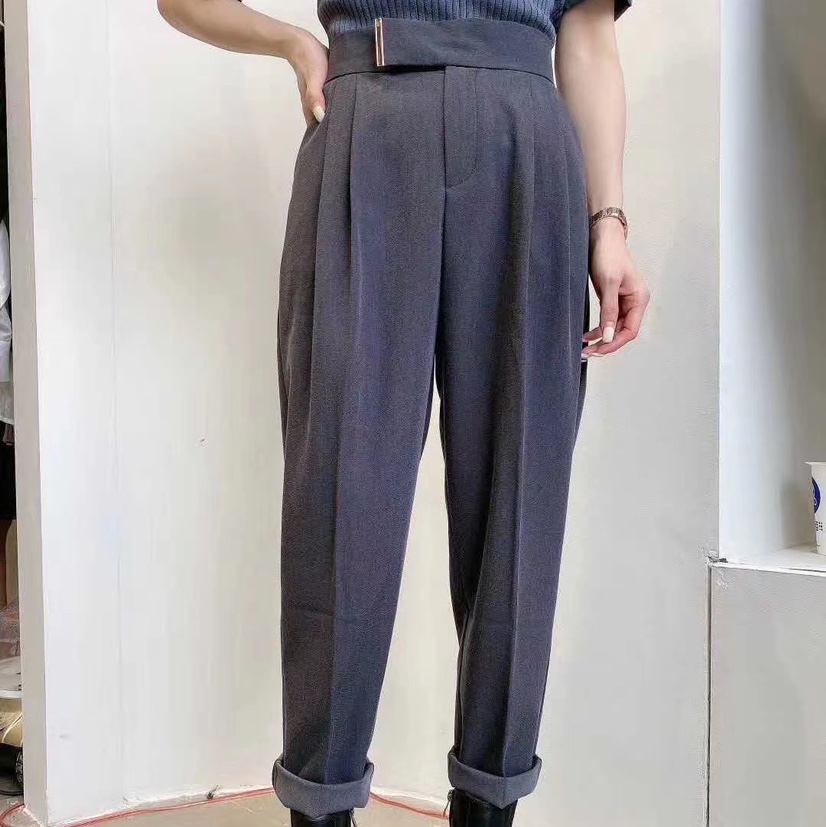 西装裤女宽松垂感2020初秋新款小个子韩版高腰显瘦百搭休闲烟管裤