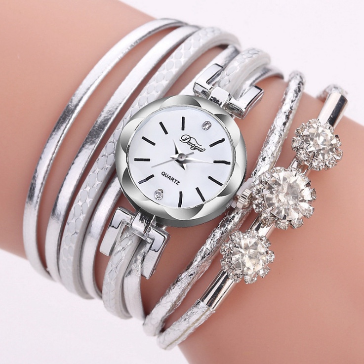 女士手链表 时尚PU细表带精美带钻合金石英表详情图6