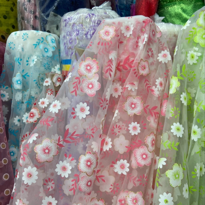 Pink Gold And Pink Border Printed Yarn Multi-Color Optional Decorative Arts And Crafts Headdress Fabric Clothing Design