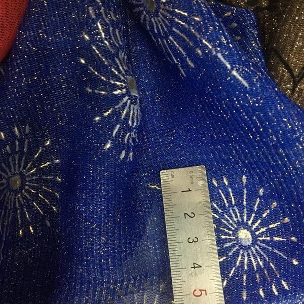 Mesh fabric, drop-shaped plastic mesh, gauze fabric, dress, children's wear, stage costume, gauze curtain clothing, scarf, scarf, wedding, sapphire blue sunflower details Picture
