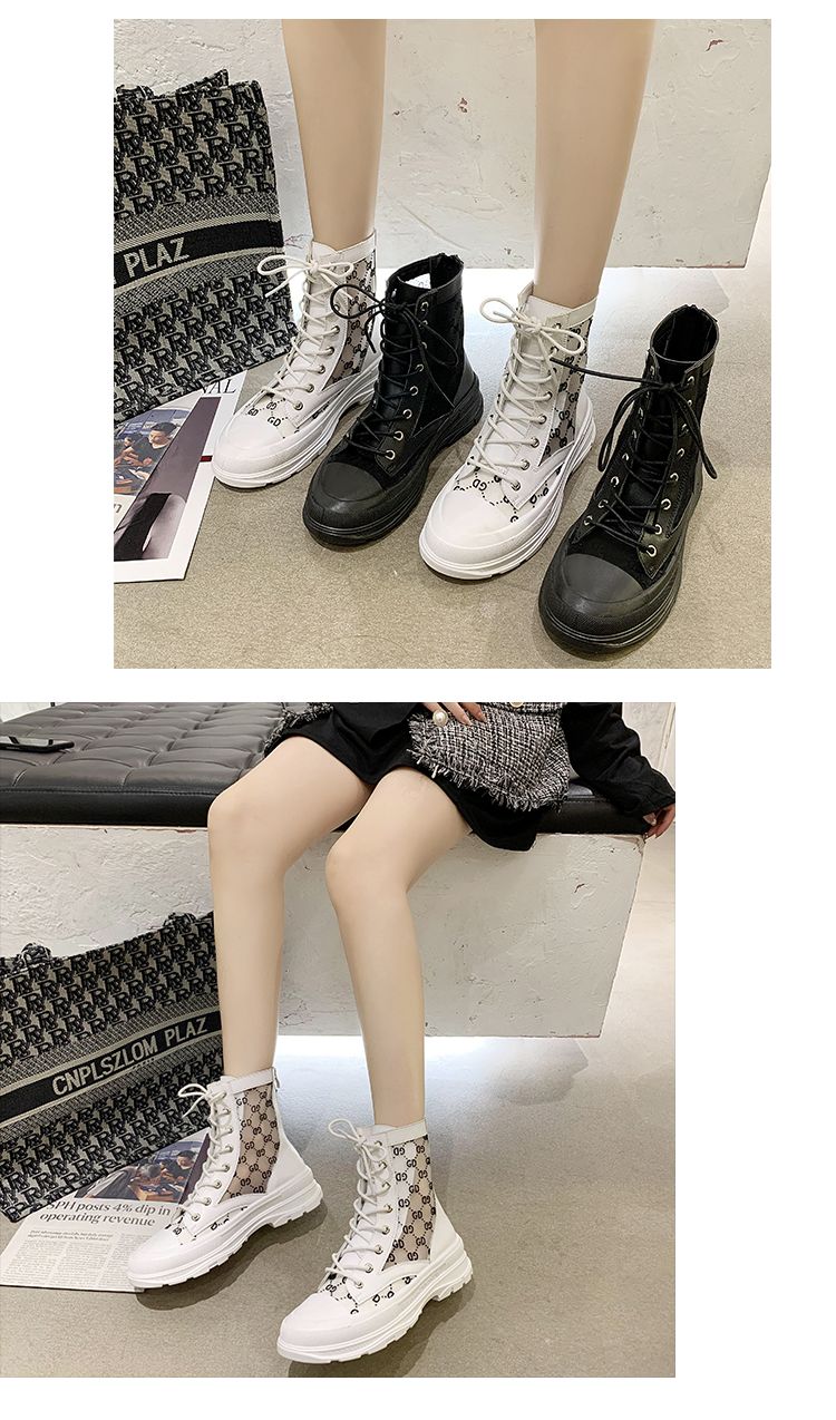 马丁靴女ins潮2020夏爆款百搭透气网面薄款厚底短靴透气网红凉靴详情图9