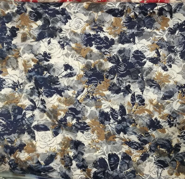 Dress top lace printed knitted fabric chiffon fabric craft fabric coffee apricot base maple leaf