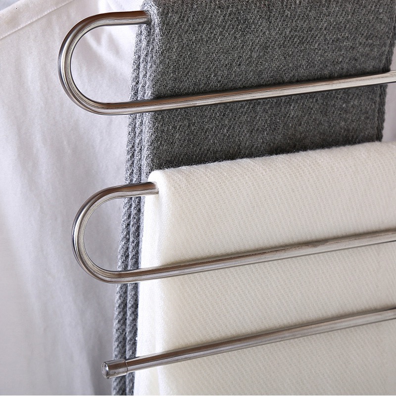 Stainless Steel S-Type Multi-Layer Pants Rack Multi-Functional Pants Rack Wardrobe Storage Scarf Towel Rack Pants Hanging Home Application Scenario