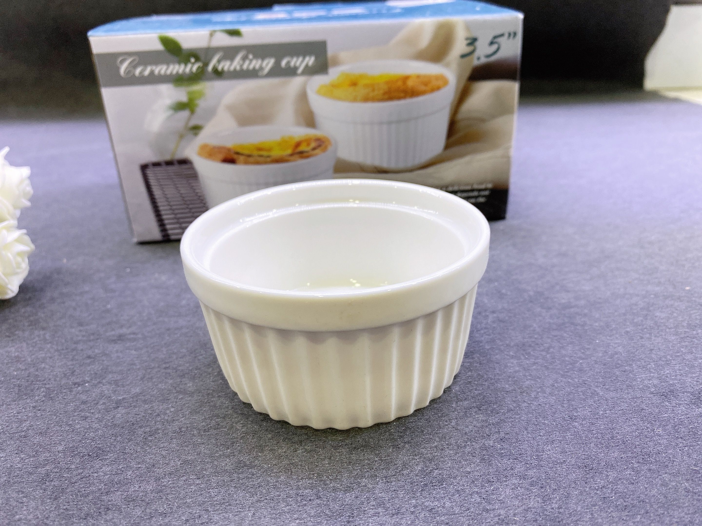 3.5-inch ceramic stripe cup pudding cupcake mold thumbnail