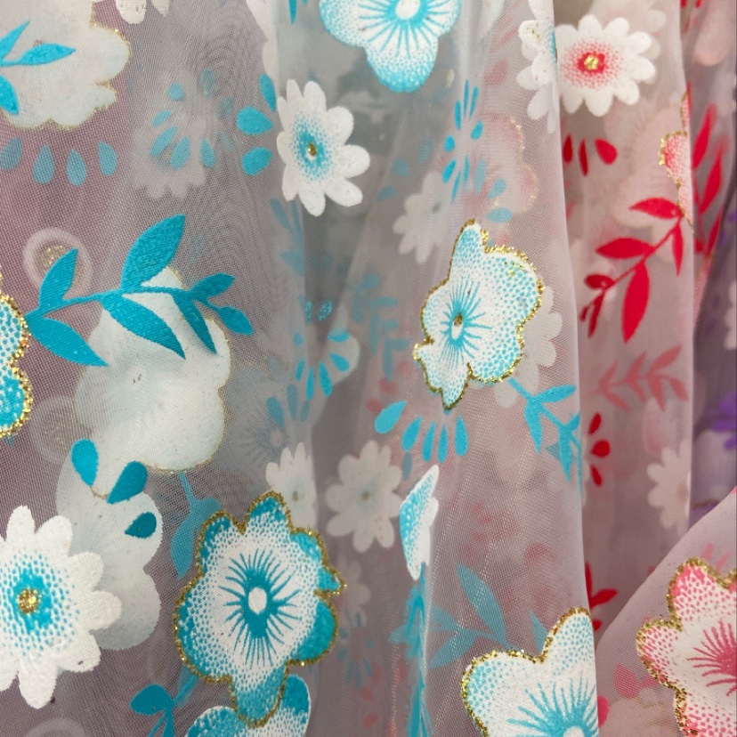Blue Gold And Pink Border Printed Yarn Multi-Color Optional Decorative Arts And Crafts Headdress Fabric Clothing Design details Picture
