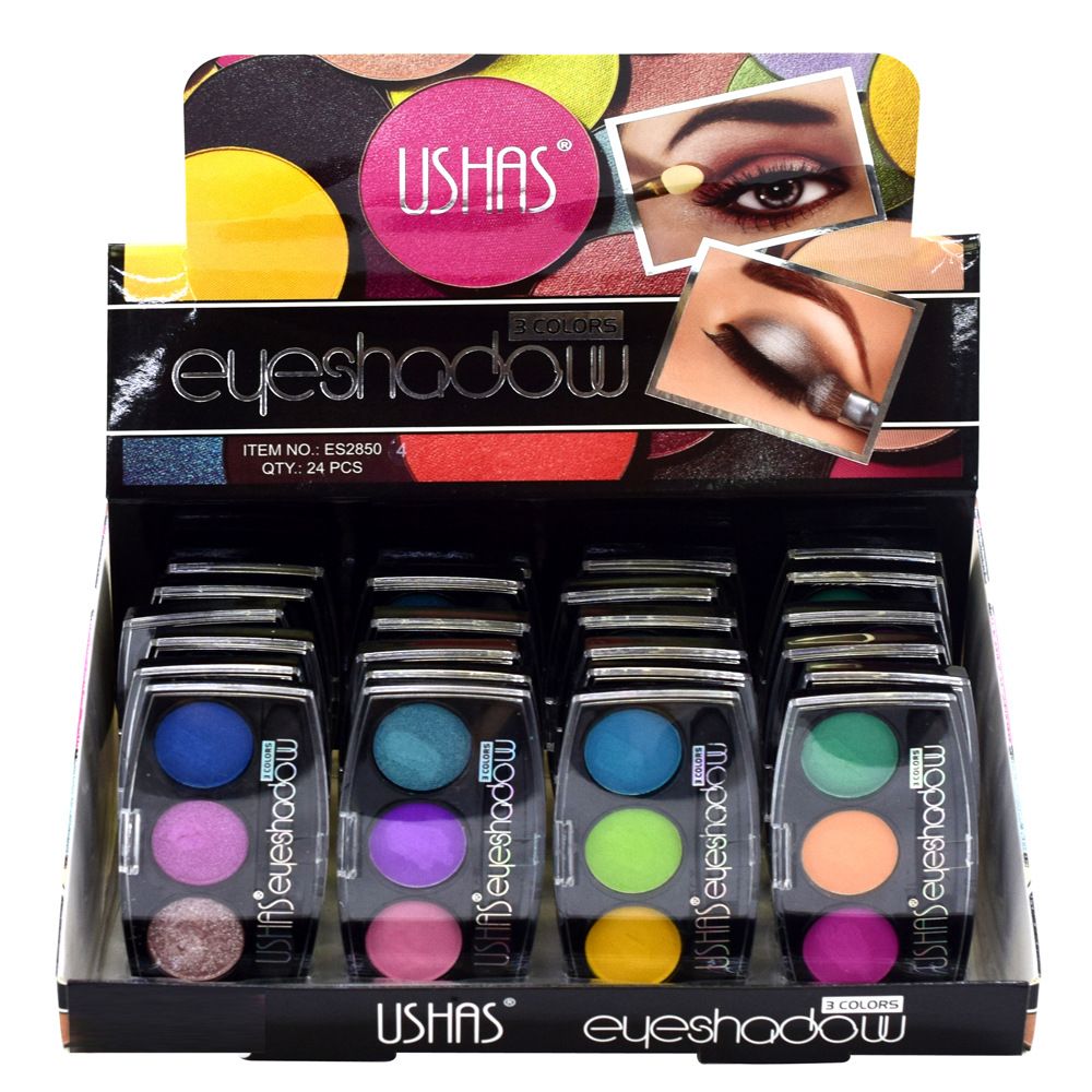 【 24-piece Set 】ES2850-4 Microbead Light Eyeshadow 3-color USHAS color Blue Green Dress pink New style pic 11