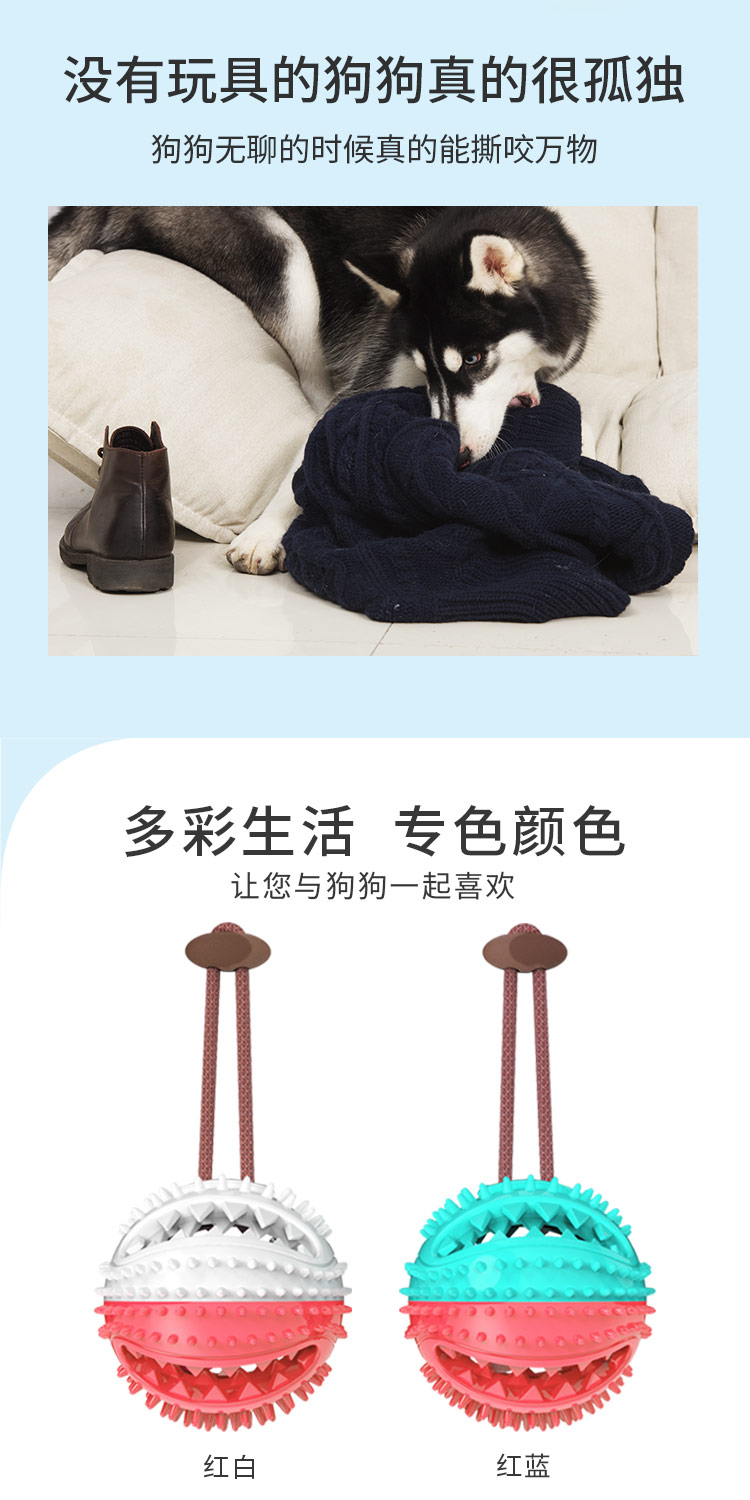 宠物狗狗玩具 漏食球橡胶磨牙耐咬铃铛发声球 宠物用品亚马逊爆款详情图6