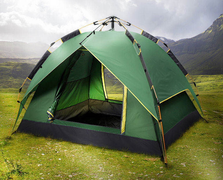 Double-layer automatic tents for 3 to 4 people for outdoor camping