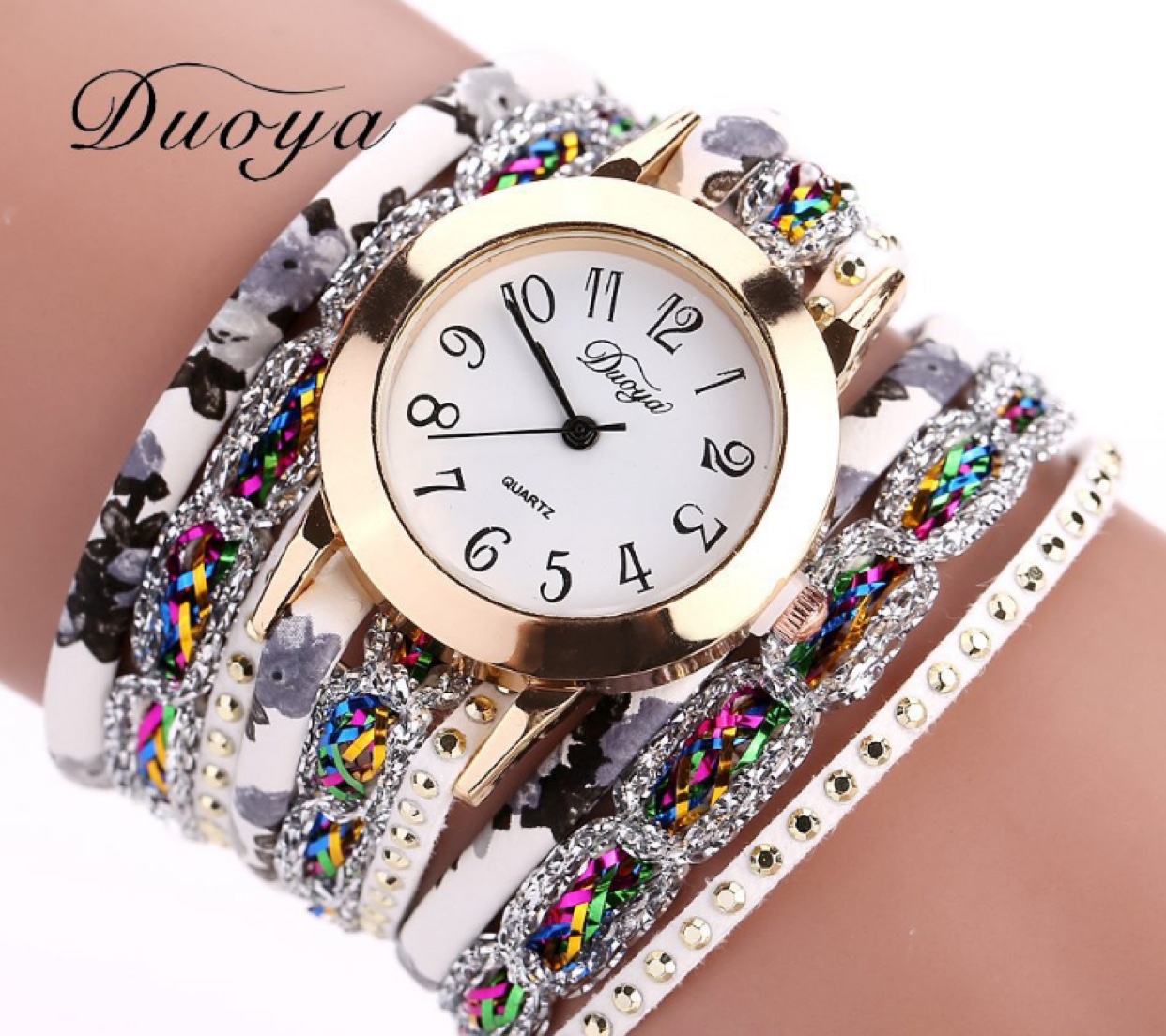 女士手表 手链表 彩钻铆钉绕圈女款手表 欧美欧美时尚手表
