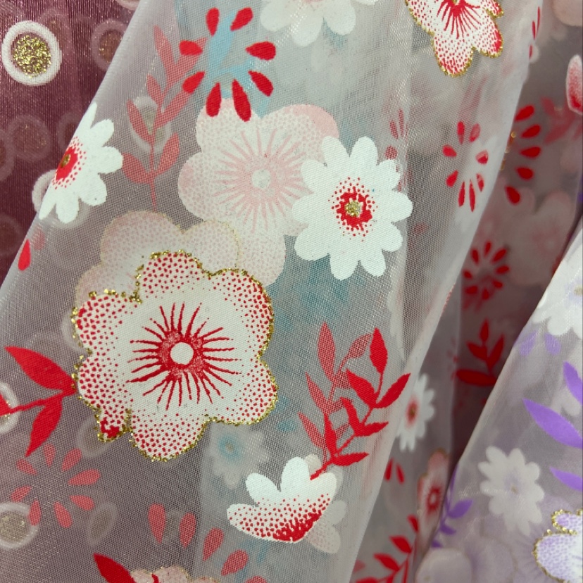 Red Gold And Pink Border Printed Yarn Multi-Color Optional Decorative Arts And Crafts Headdress Fabric Clothing Design details Picture
