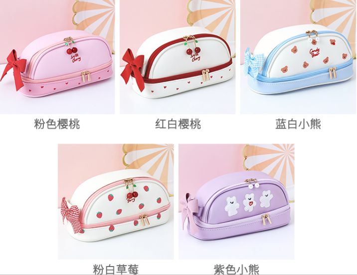 少女心可爱笔袋日系潮ins风 简约大容量小学生高颜值文具铅笔盒