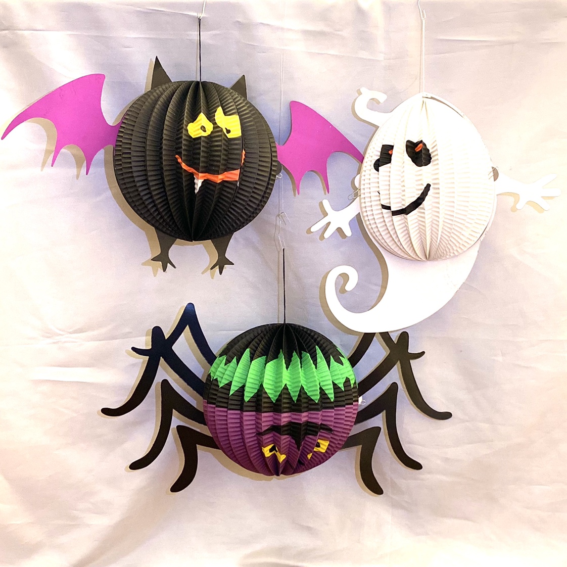 Halloween Decoration Scene Layout Ghost Festival Spider Bat White Ghost Cartoon Lantern Three-Piece Set 11
