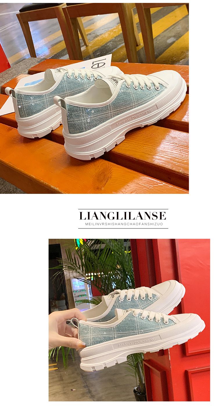 厚底小白鞋女百搭单鞋2020新款网红洋气亮片运动休闲学生松糕女鞋详情图16