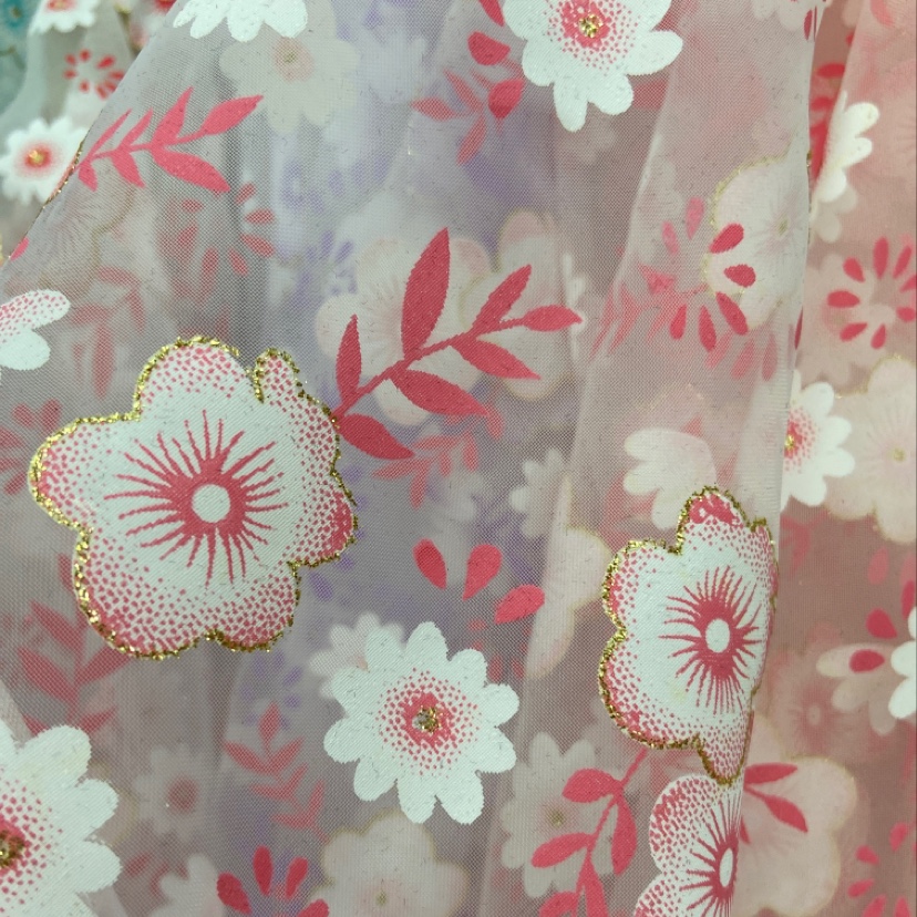 Pink Gold And Pink Border Printed Yarn Multi-Color Optional Decorative Arts And Crafts Headdress Fabric Clothing Design details Picture