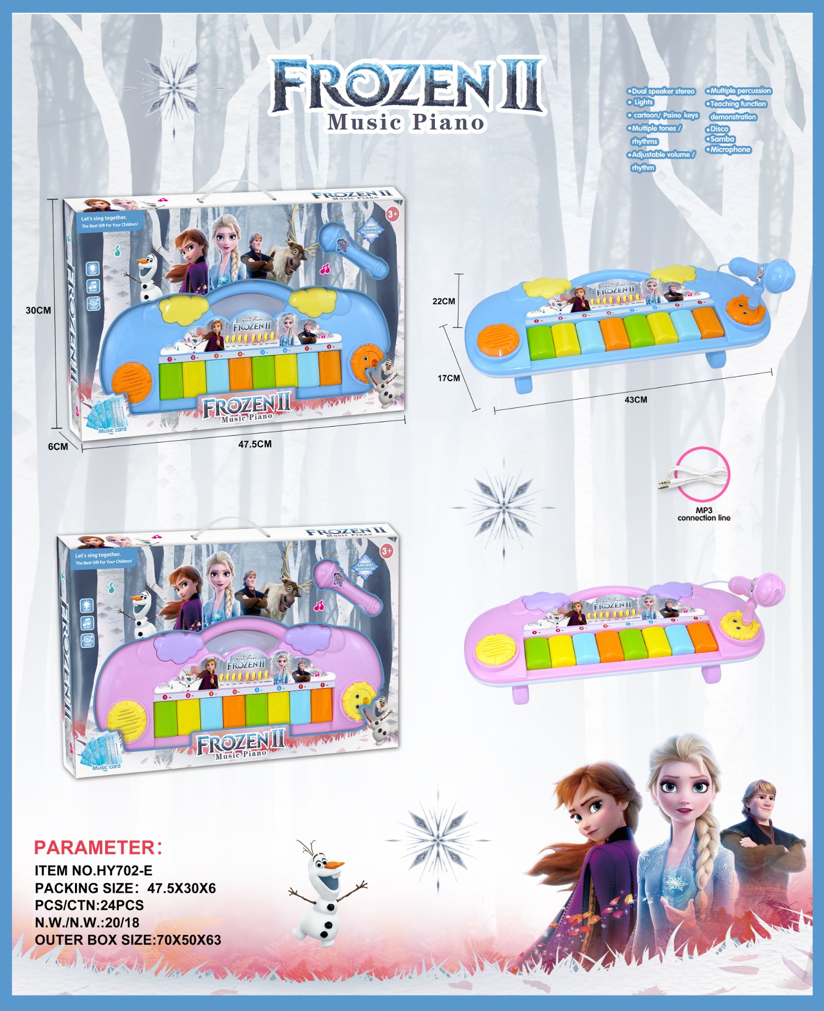 Ice and snow electronic keyboard cartoon 8 keys + microphone full figure