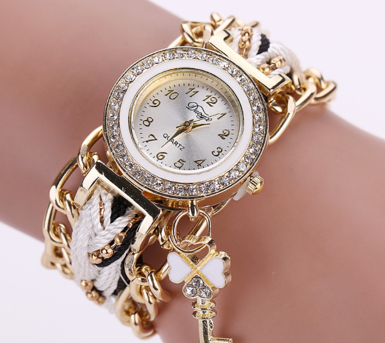 编织民族风女士手表女款合金钥匙坠女士手链表