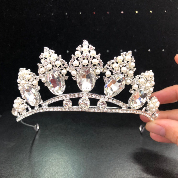 Bride alloy crown pearl accessories The bride crown zircon diamond bridesmaid crown head hoop wedding wedding jewelry the bride wedding dress tire crown