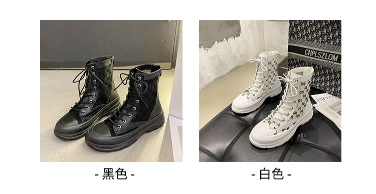 马丁靴女ins潮2020夏爆款百搭透气网面薄款厚底短靴透气网红凉靴详情图2