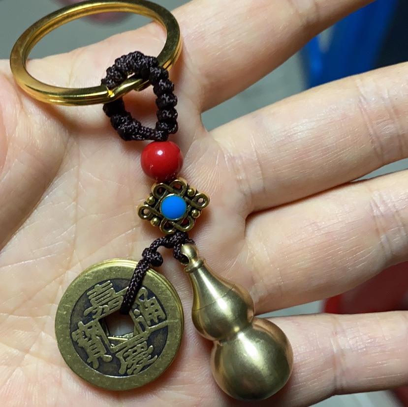 纯铜葫芦五蒂钱挂件