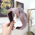 South Korea's New Quality Boutique Hair Accessories Headband Korean Version Of Simple Solid Color Super Flash Diamond Knotting Twist Knot Wide Edge Headband Specification drawing