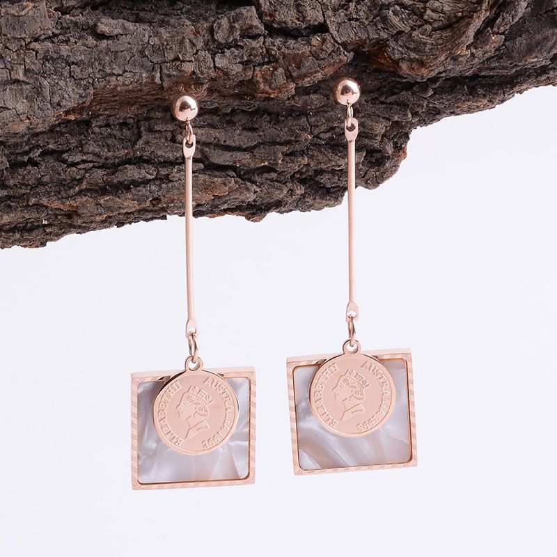 Long titanium steel earrings 4, with random hair, details Picture