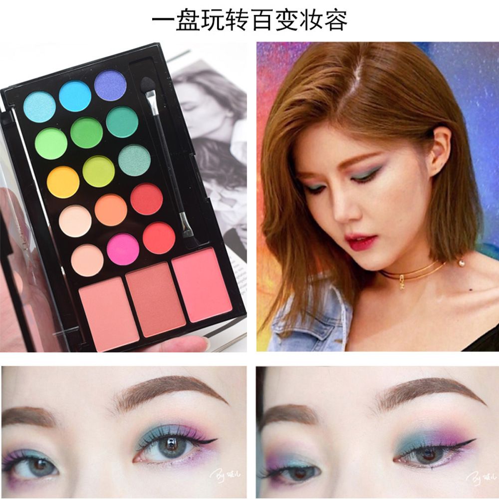 ES3423-4 Pearlescent matte eyeshadow with 3-color blush and coffee color stage makeup set pic 4