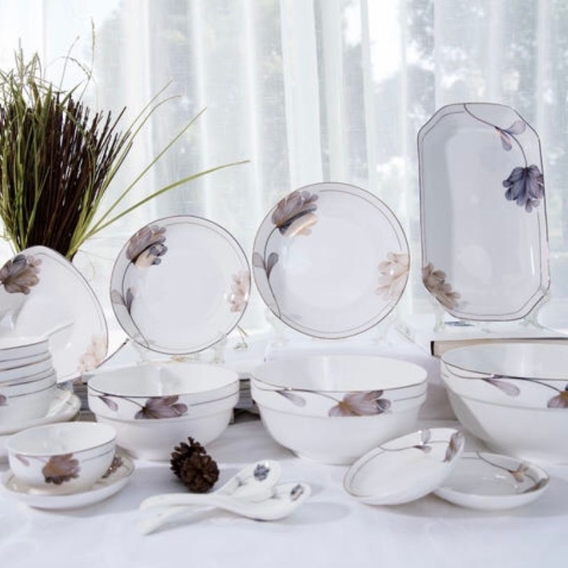 优尊陶瓷碗盘餐具散件自由组合冰山雪莲详情图1