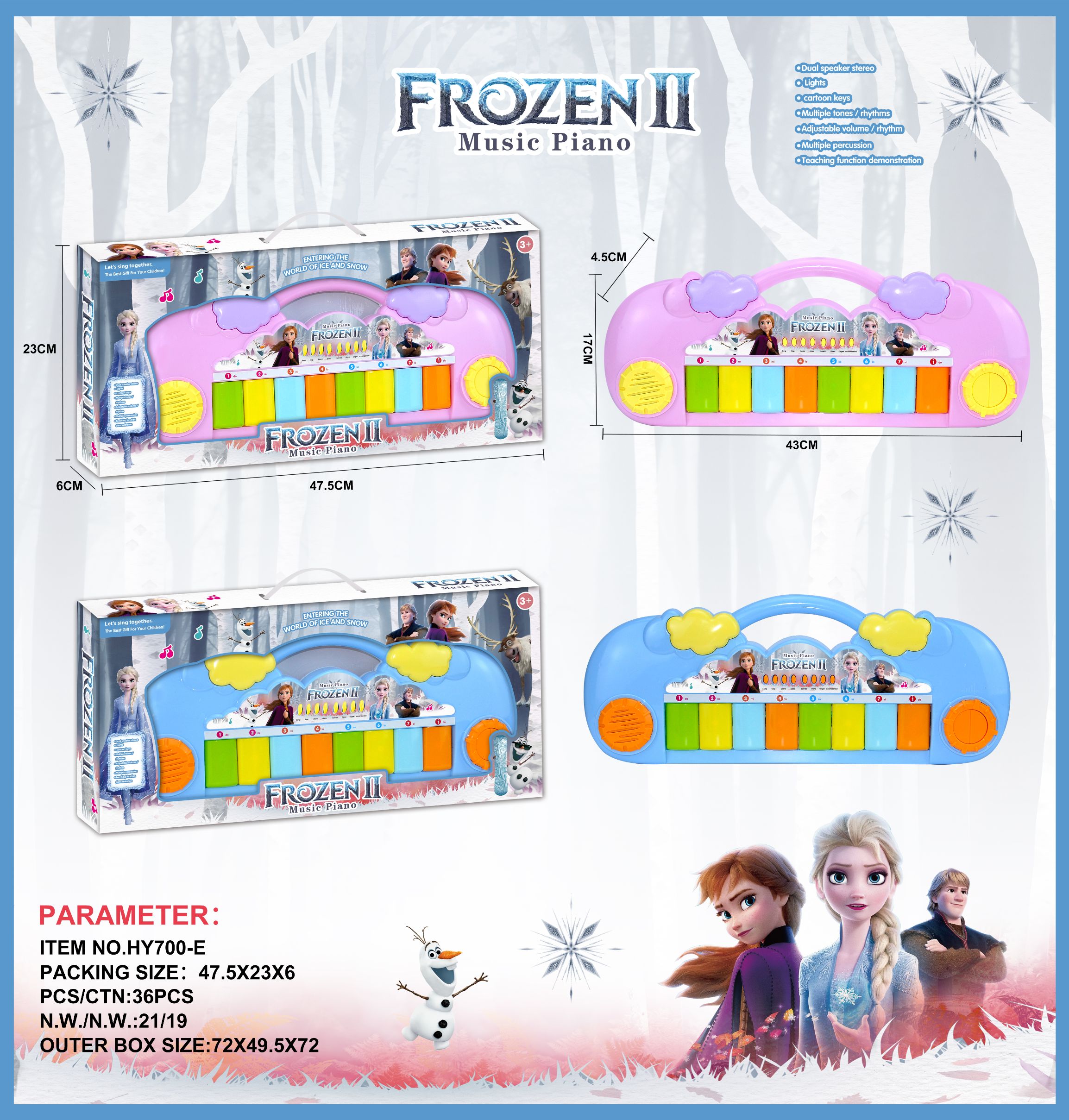 Ice and snow electronic keyboard cartoon 8-key full figure