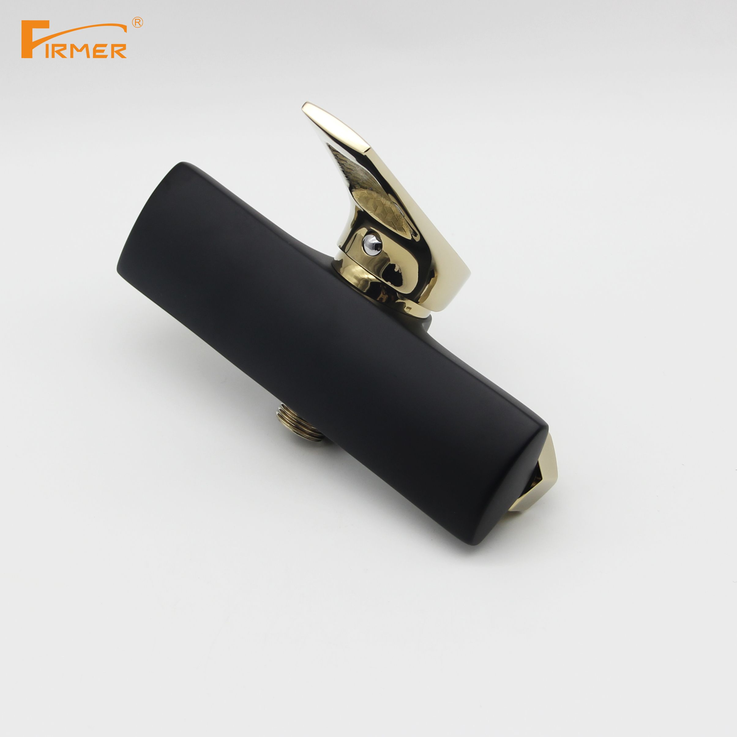 FIRMER Black and gold all copper shower faucet Hot and cold mixing valve triple bathroom switch details Picture